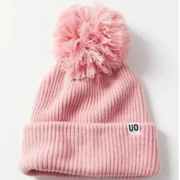 NWT UO Light Pink Winter Hat Beanie With Pompom Ballerina Pink Coquette - Picture 1 of 6